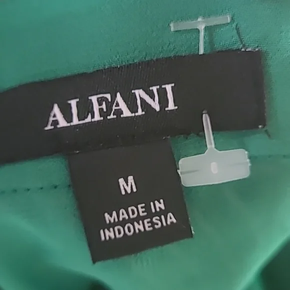 ALFANI Medium Green Multi colored striped blouse - Picture 7 of 7